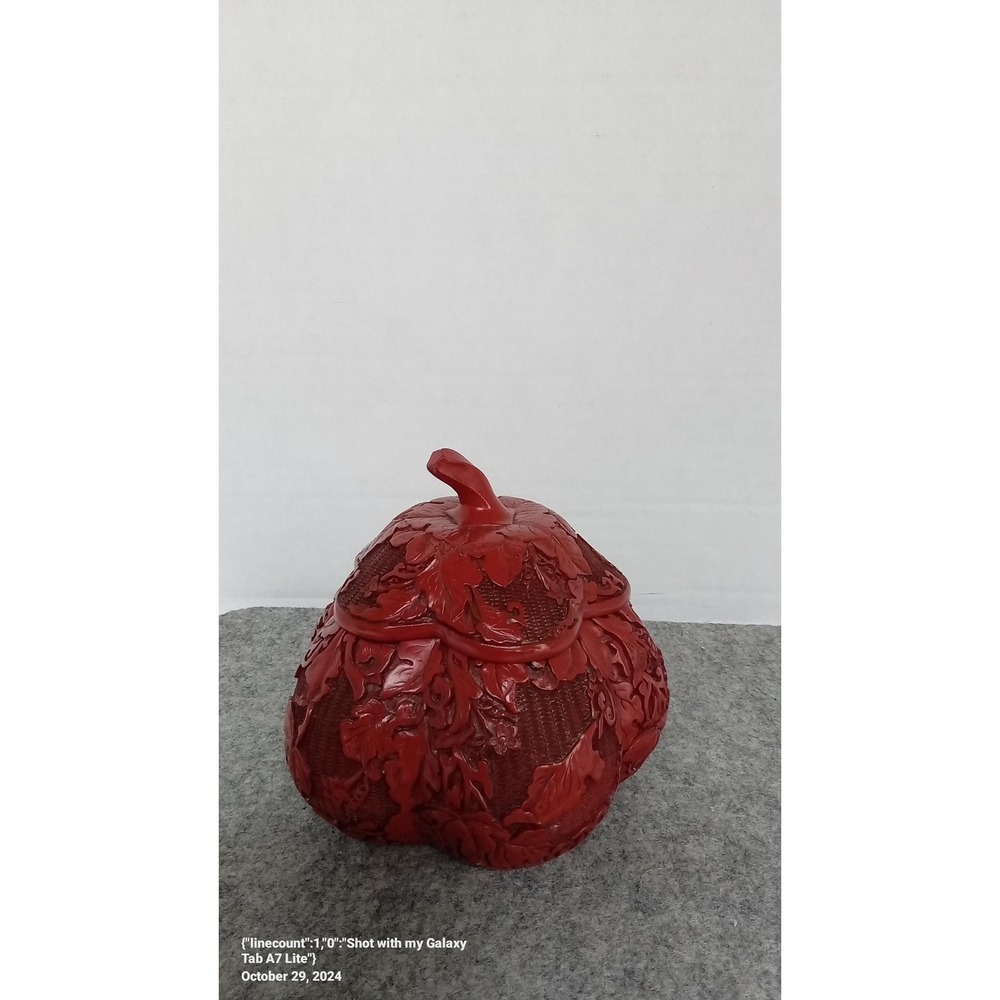 Red Pumpkin Jar with Lid, Unique Decorative Trinket Box, Autumn‎ Decor